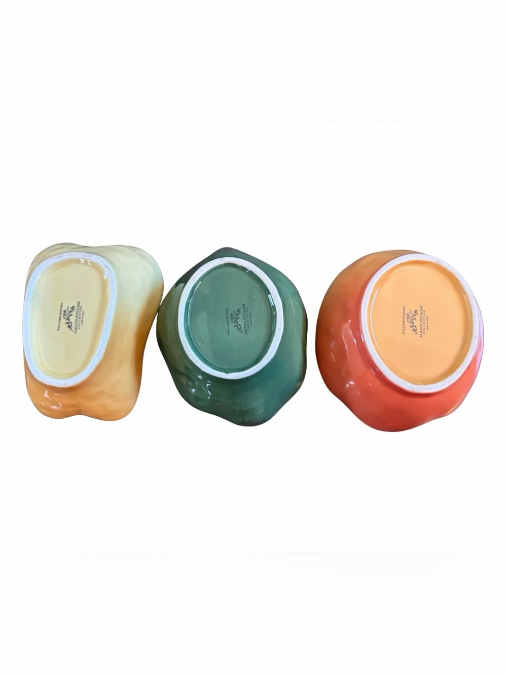Williams Sonoma Jardin Potager Hand-Painted Ceramic Vegetable Bowl Trio